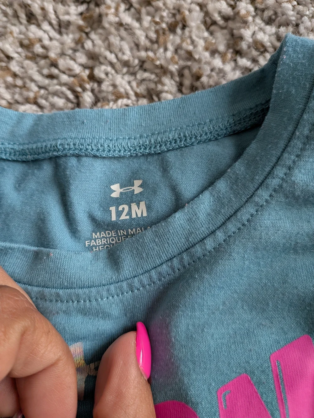 Under Armour Blue Ruffle Sleeve 'Born Fish' Graphic Tee Size 12 Months